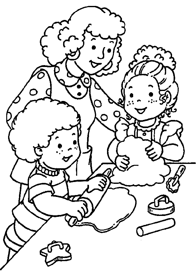 mom with children family coloring pages for kids