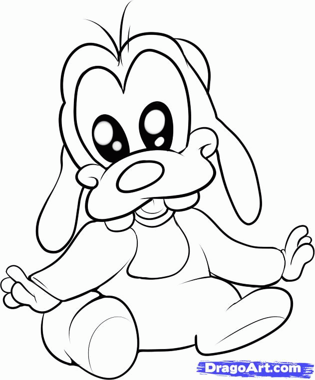 How to Draw Baby Goofy, Step by Step, Disney Characters, Cartoons 