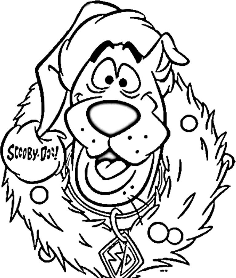 Download Scooby Doo And Wreath Free Coloring Pages For Christmas 
