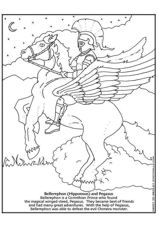 Coloring page Bellerephon and Pegasus - img 9253.