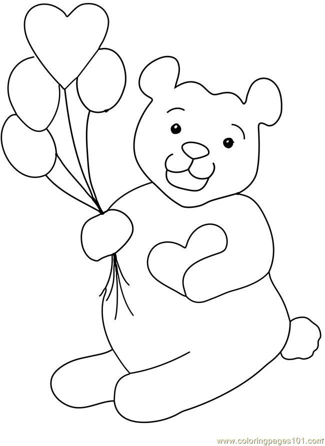 Coloring Pages Teddy Bear Valentine Heart Balloon Chocolate 