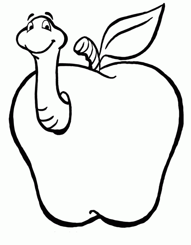 worm in Apple Coloring Pages for kids | Great Coloring Pages