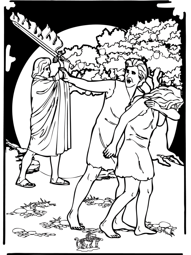 68 Simple Free Adam And Eve Coloring Page with Animal character