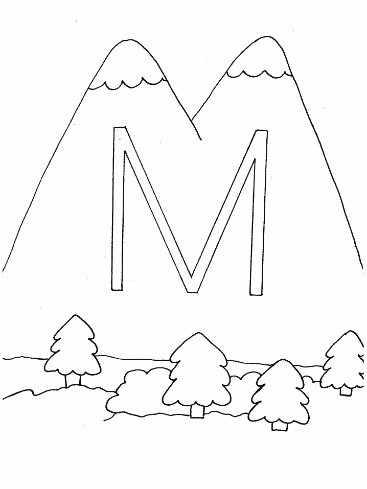 M Mountains Alphabet Coloring Pages & Coloring Book