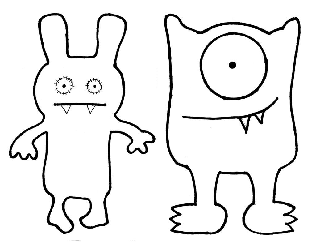 Two ugly dolls coloring page