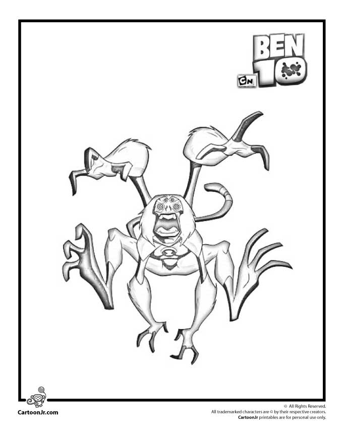 Spider Monkey Ben 10 Coloring Page | Cartoon Jr.