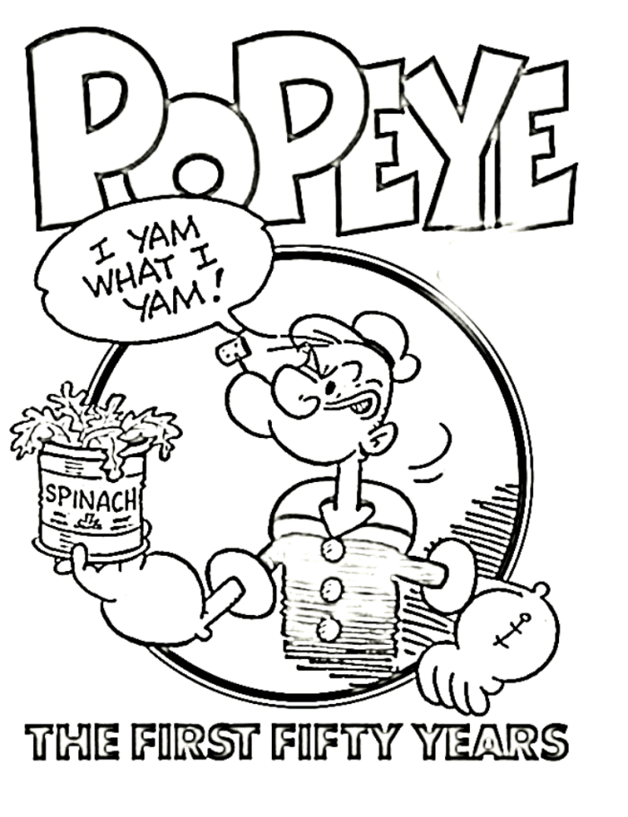 Popeye and His Muscles Coloring Page - Cartoon Coloring Pages on 