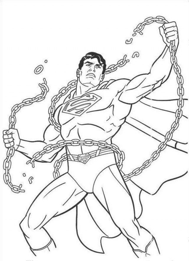 Superman Unleashed Chain Coloring Page Coloringplus 49938 Superman 