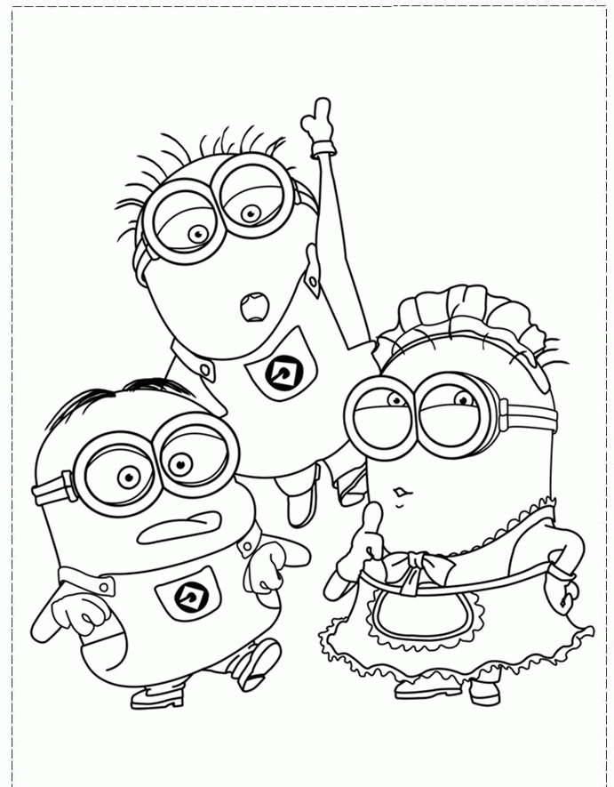 The Minion Character Girl And Boy Coloring Pages - Despicable Me 