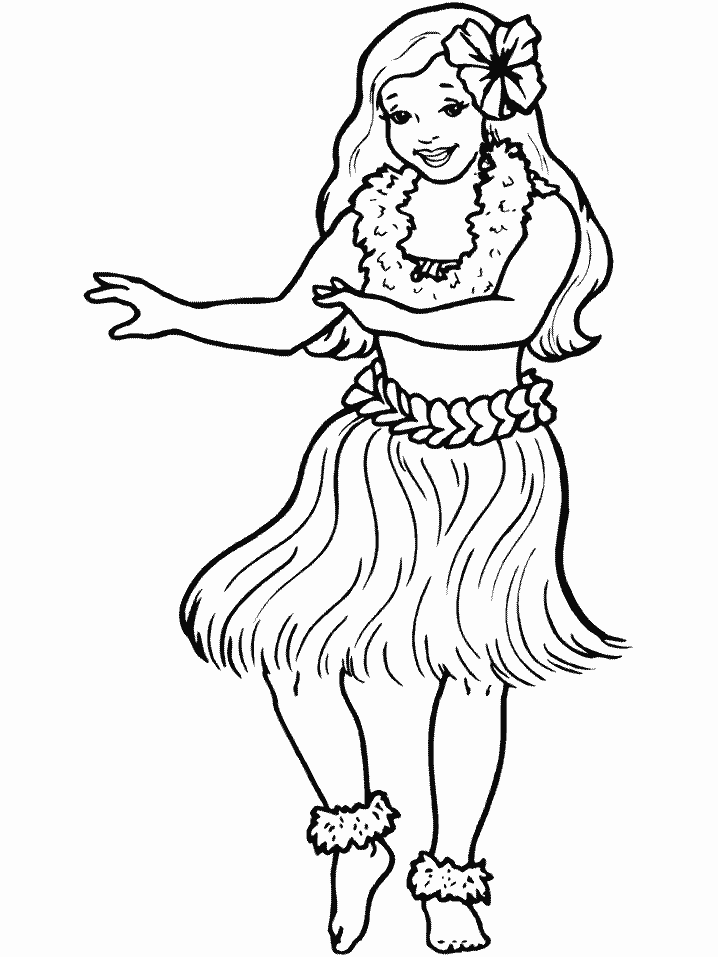 hula girls Colouring Pages