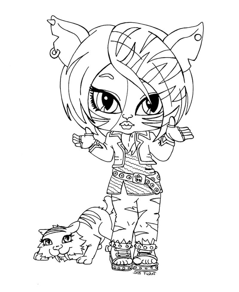 Monster High Coloring Pages : Monster High Toralei Stripe Coloring 