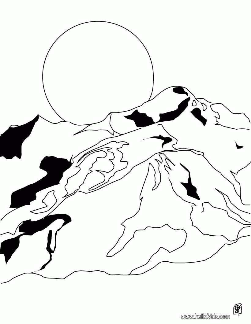 Mountain Coloring Sheet - Coloring Pages for Kids and for Adults