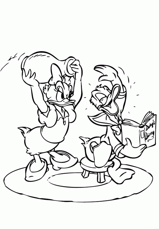 Donald And Daisy Duck Coloring Pages - Coloring Page