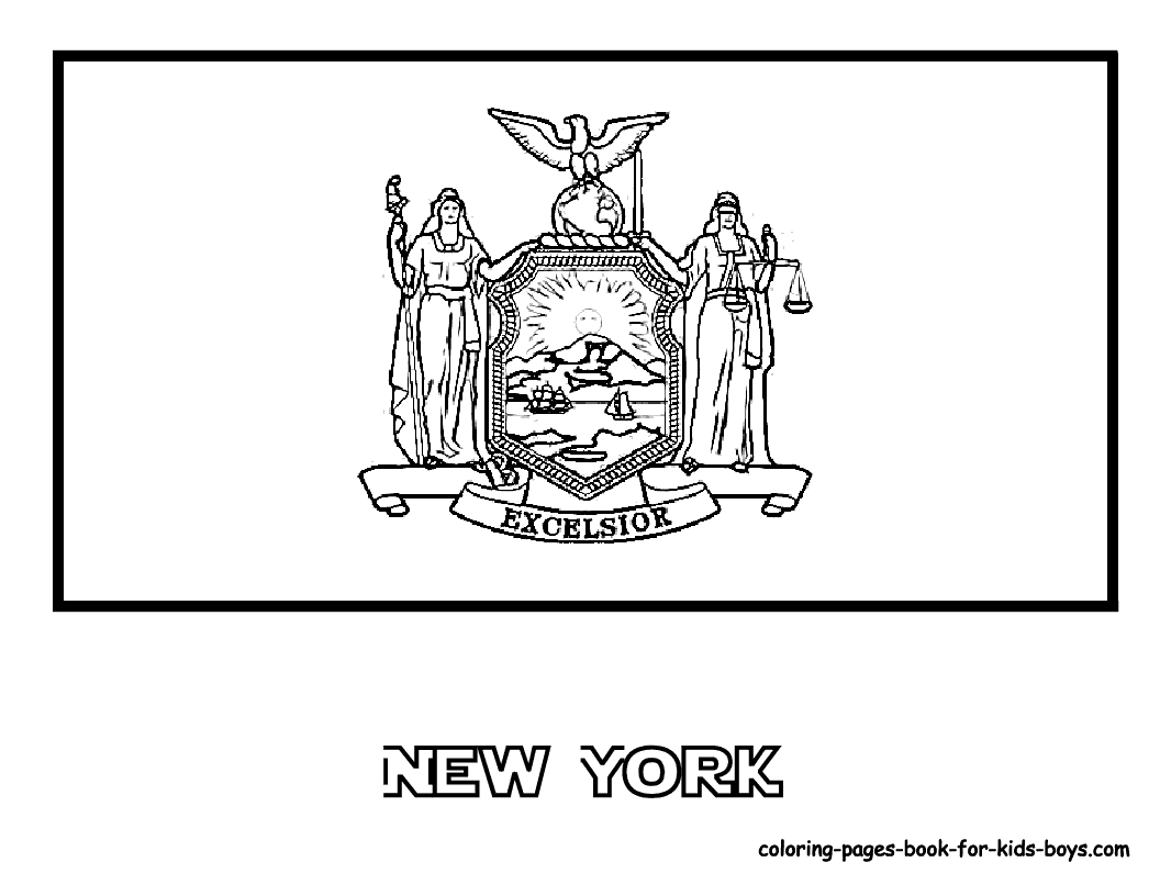 New York State Flag Coloring Page Coloring Home