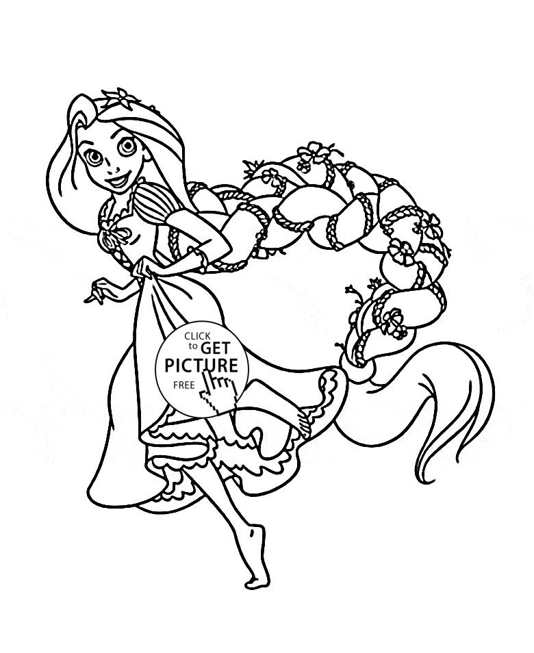 Funny Princess Rapunzel coloring page for kids, disney princess ...