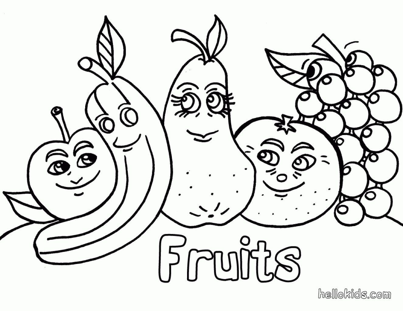 Free Colouring Pages Fruit Basket - Coloring