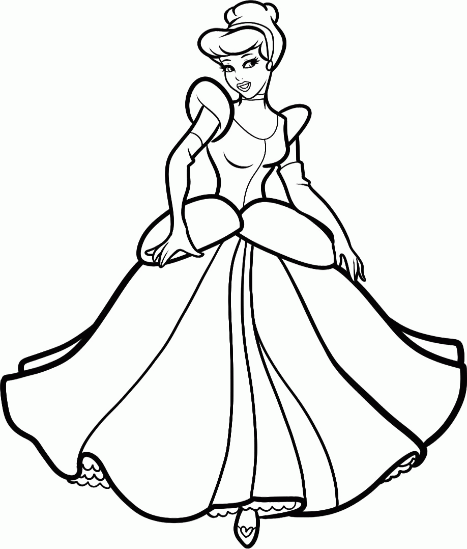 Cinderella Princess Dress Coloring Pages Sketch Page