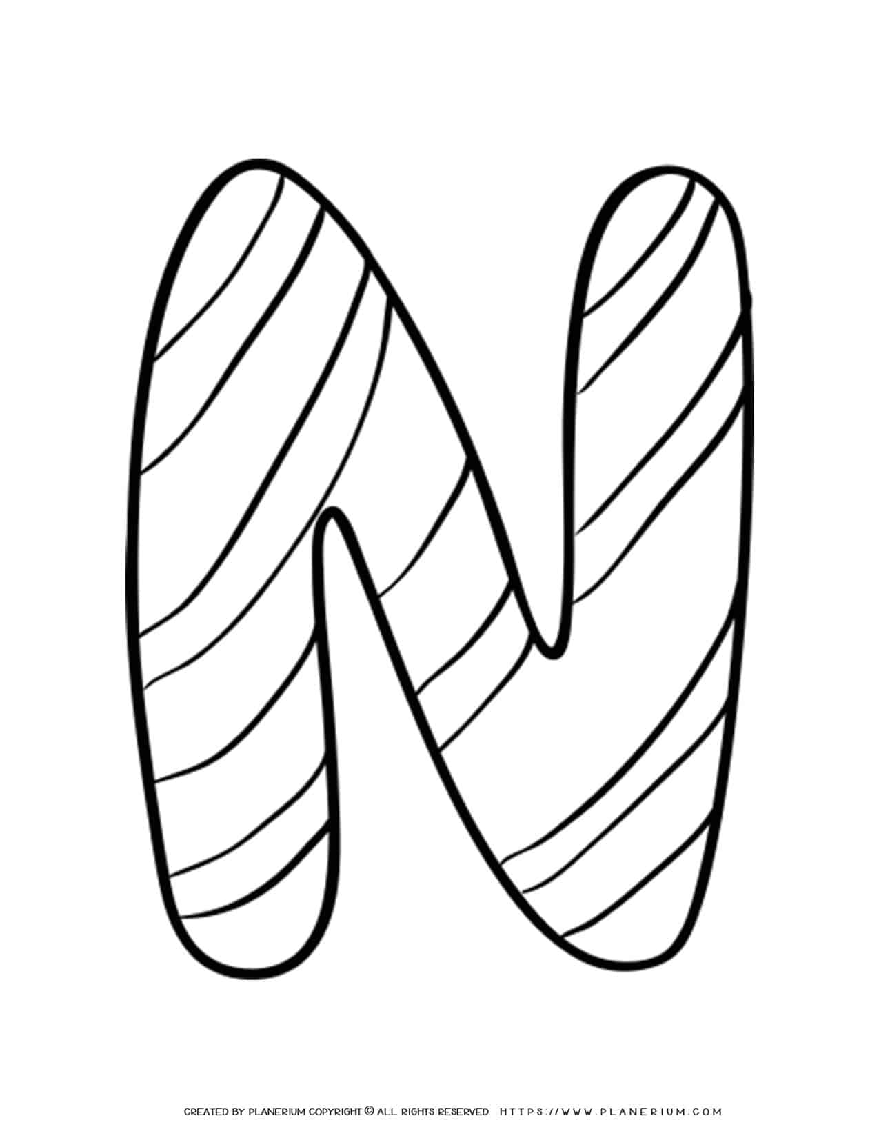 English Alphabet - Capital N with Pattern - Coloring Page | Planerium