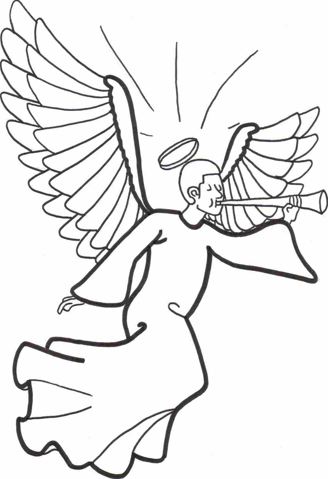 Angel Coloring Page Christmas Simple - Coloring Home