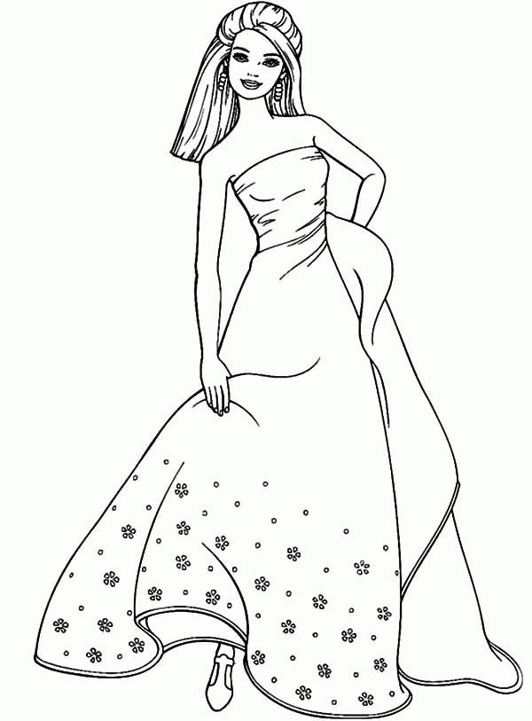 Cartoon Barbie Ball Gown Coloring Pages - Coloring Pages For All Ages
