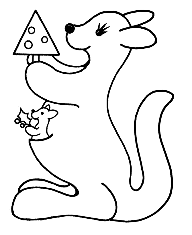 Learning Years: Christmas Coloring Pages - Kangaroo with small 