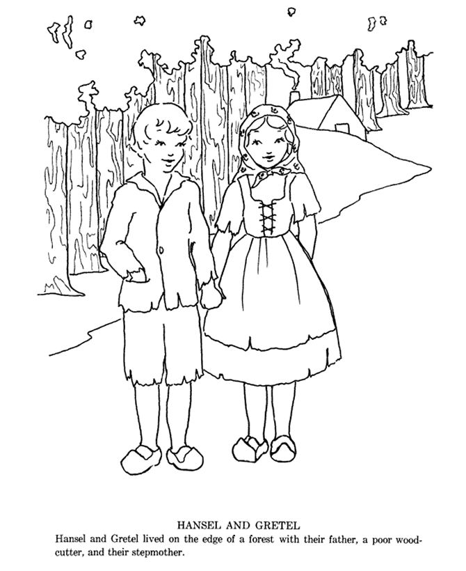 Hansel and Grettle fairy tale story coloring pages | Hansel and ...