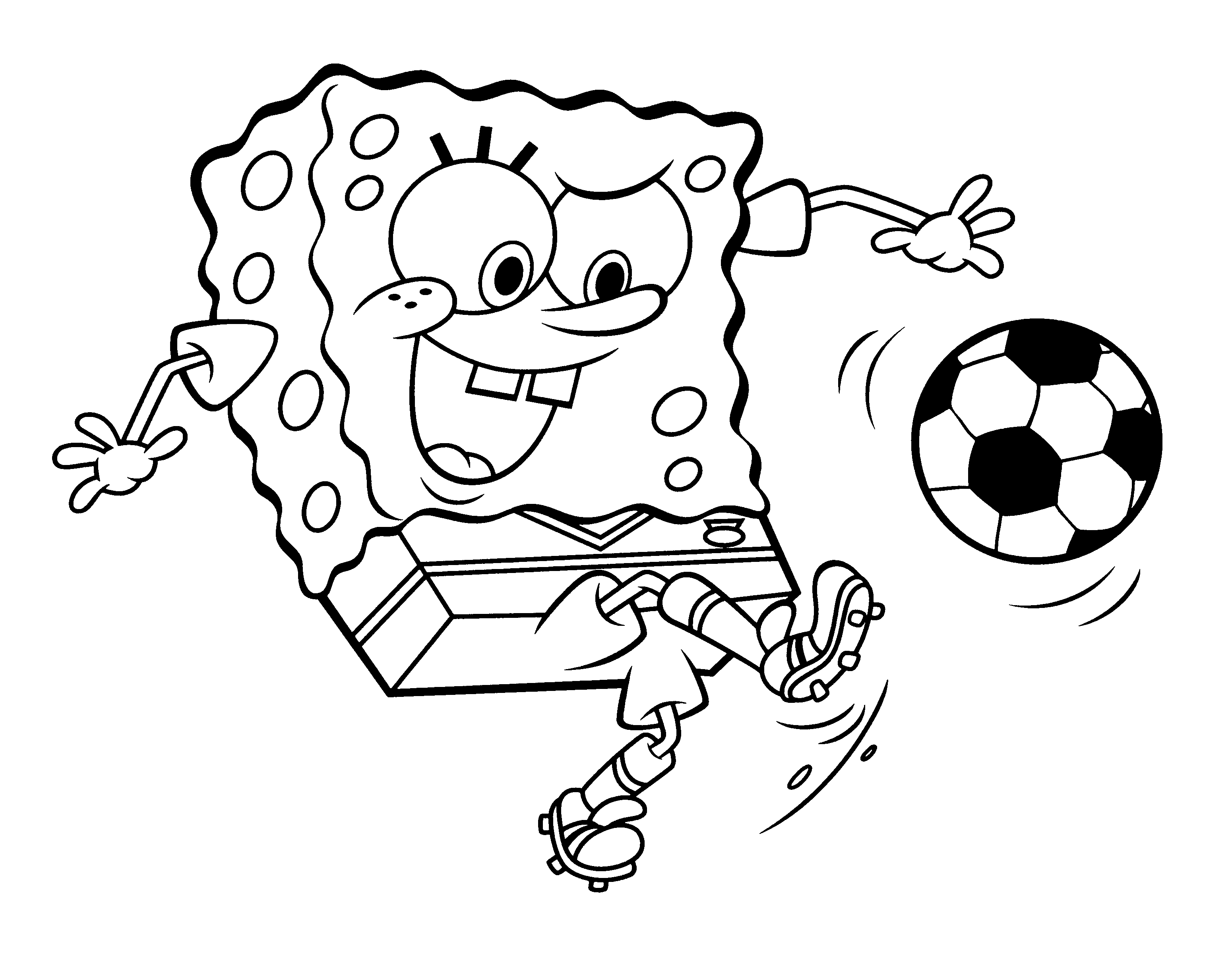 Spongebob Playing Football Coloring Pages For Kids #Sp : Printable ...