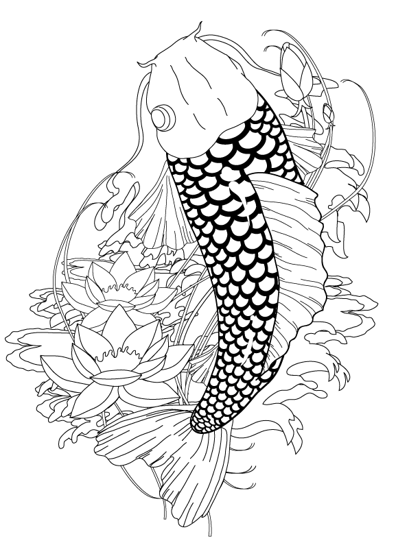 Cute Detailed Fish Coloring Pages for Kindergarten