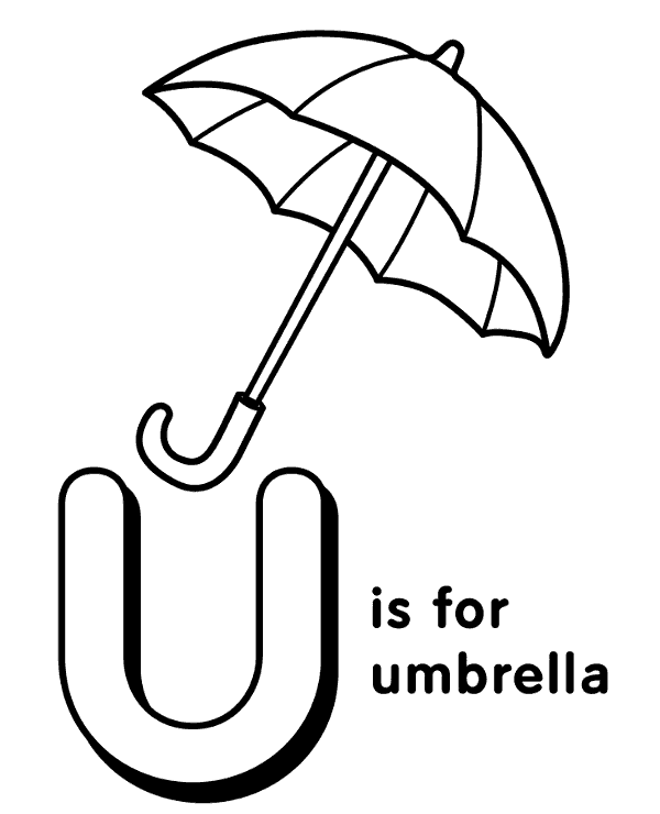 U for umbrella - vocabulary printable picture
