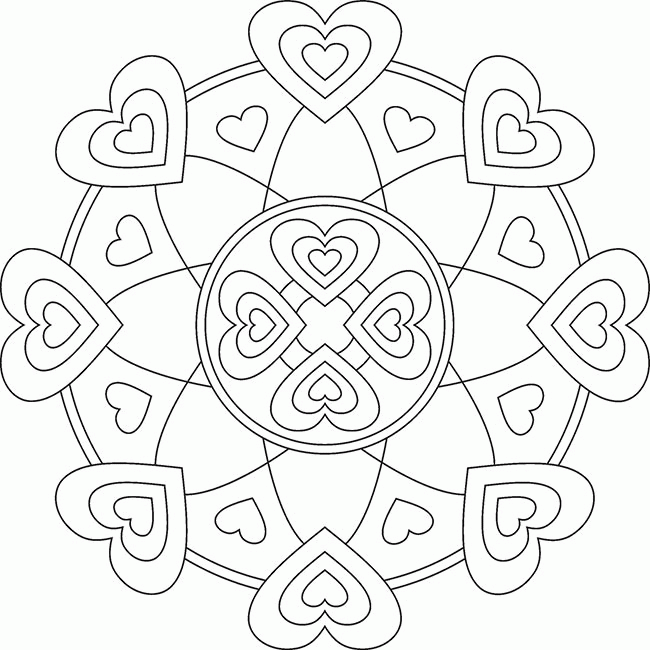 Mandala Love Hearts Relaxation Coloring Page Coloring Home