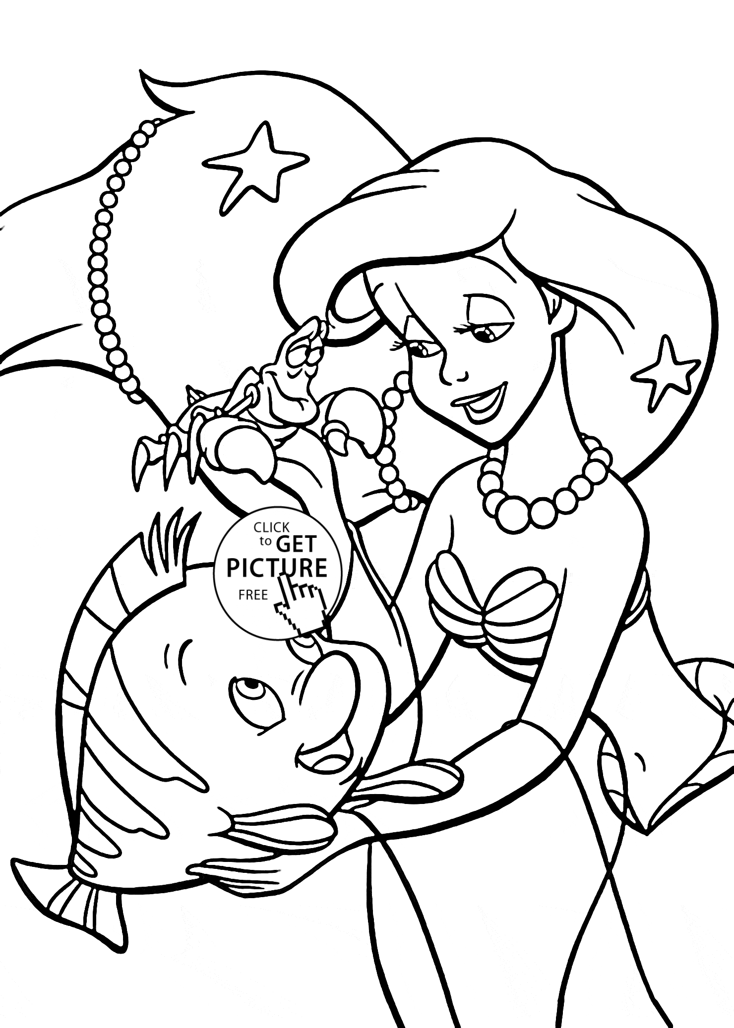 Beautiful Princess Ariel coloring page for kids, disney princess ...