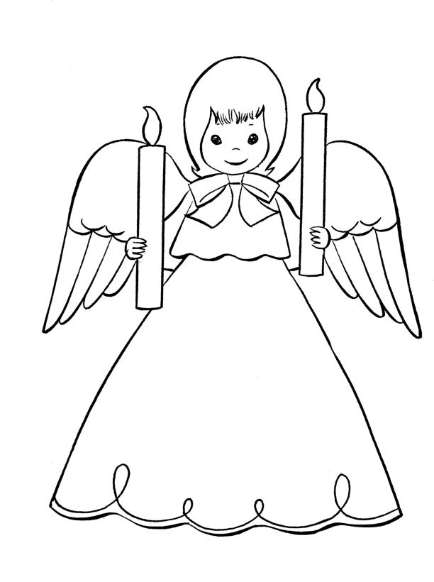 Christmas Angel Coloring Page - Coloring Pages for Kids and for Adults