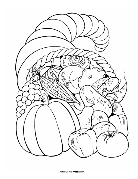 Thanksgiving Fruit Basket Coloring Page - Free Printable ...
