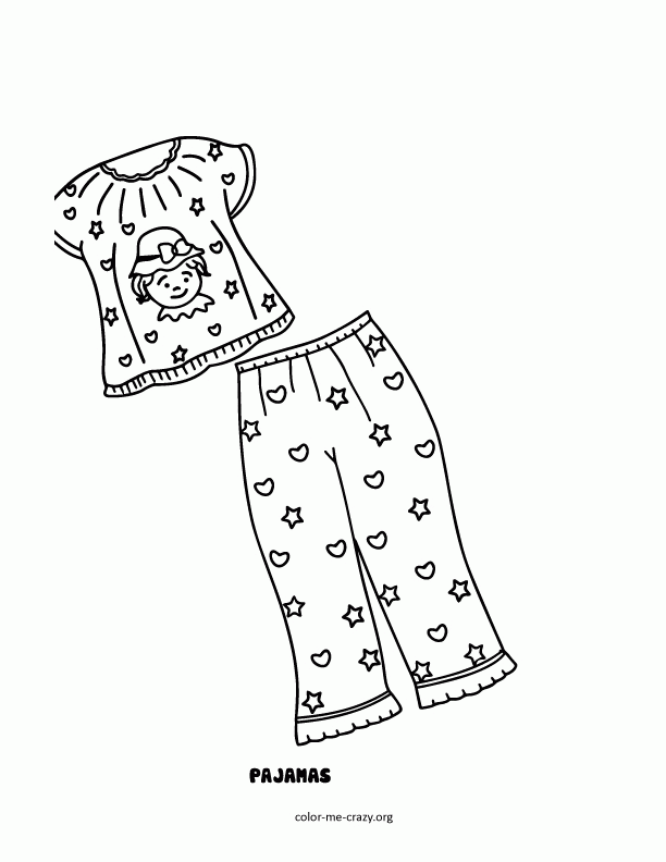 Pajama Template For Coloring Coloring Pages