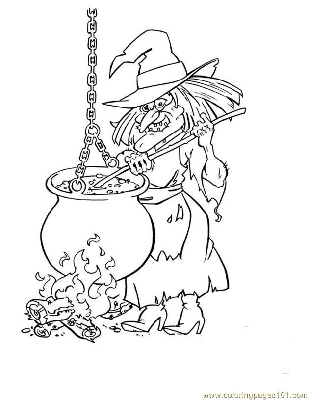 Cauldron Witch Coloring Page - Free Halloween Coloring Pages :  ColoringPages101.com