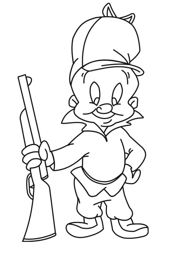 Happy Elmer Fudd Coloring Page - Free Printable Coloring Pages for Kids