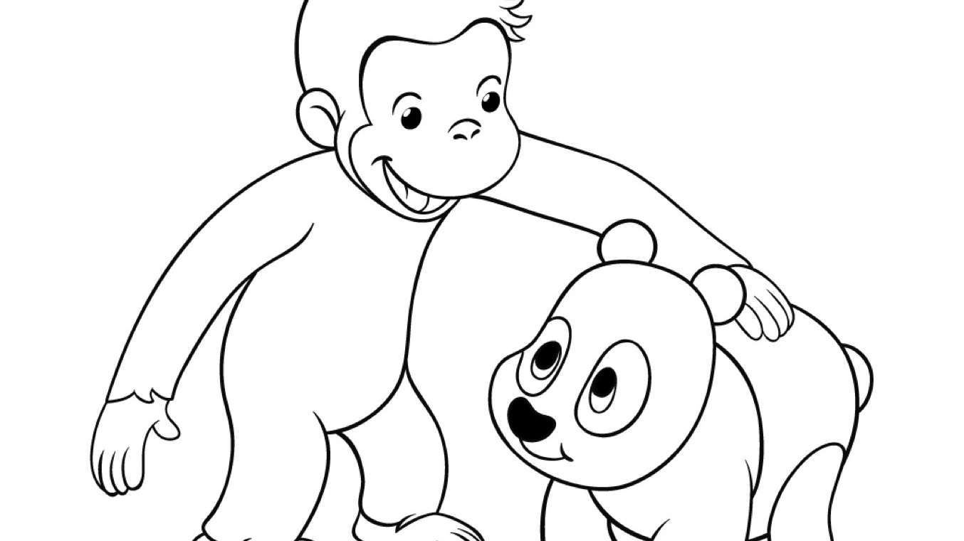 Curious George and Panda Coloring Page | Kids… | PBS KIDS for Parents