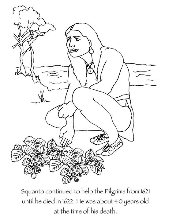 Squanto Thanksgiving coloring page