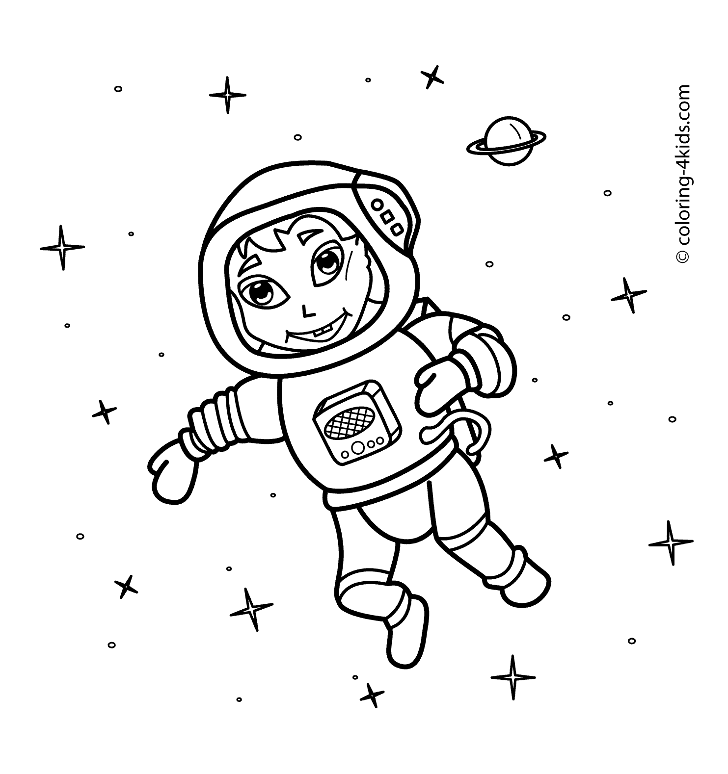 Astronaut Outer Space Coloring Page - Coloring Home