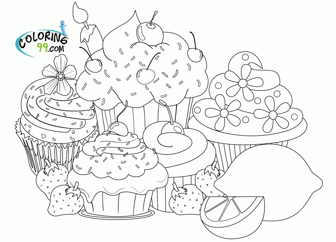 Coloring Pages Of Cupcakes And Cookies - Coloring Home