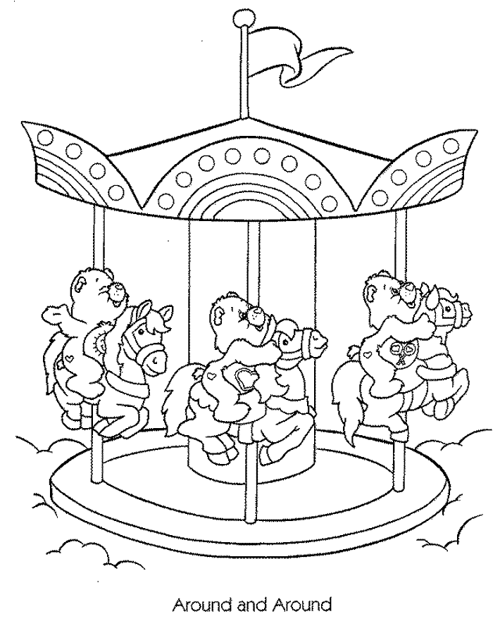 Merry Go Round Care Bears Coloring Pages