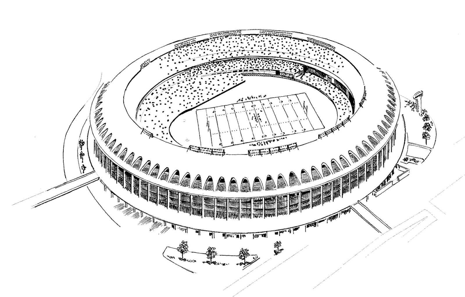 Coloring Pages Football Stadium - Coloring Page