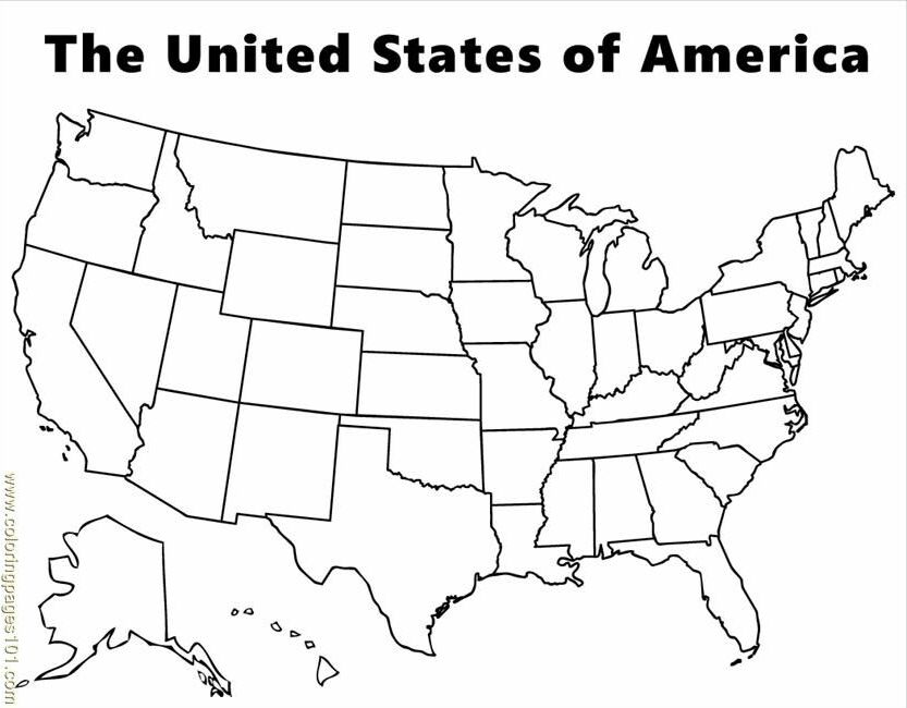 Coloring Page United States Map - Coloring Home