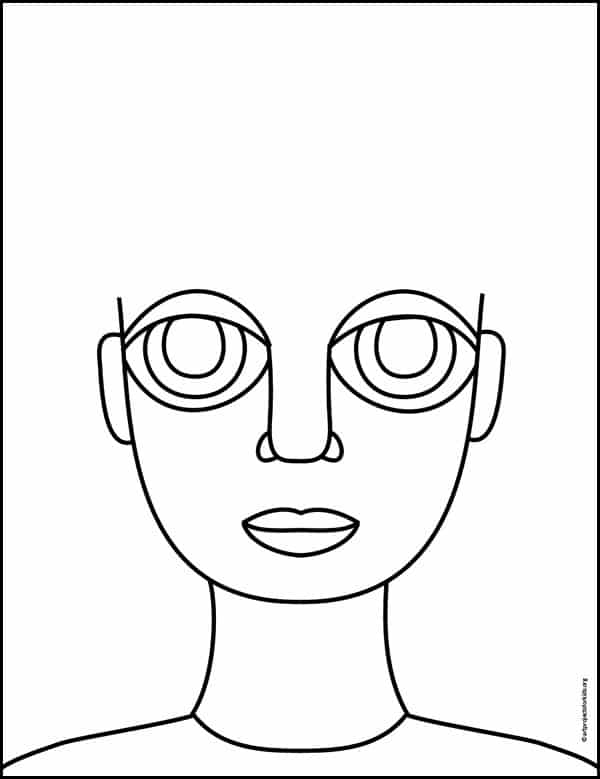 Easy How to Draw a Self Portrait with “Big Eyes” Tutorial and Self Portrait  with “Big Eyes” Coloring Page · Art Projects for Kids