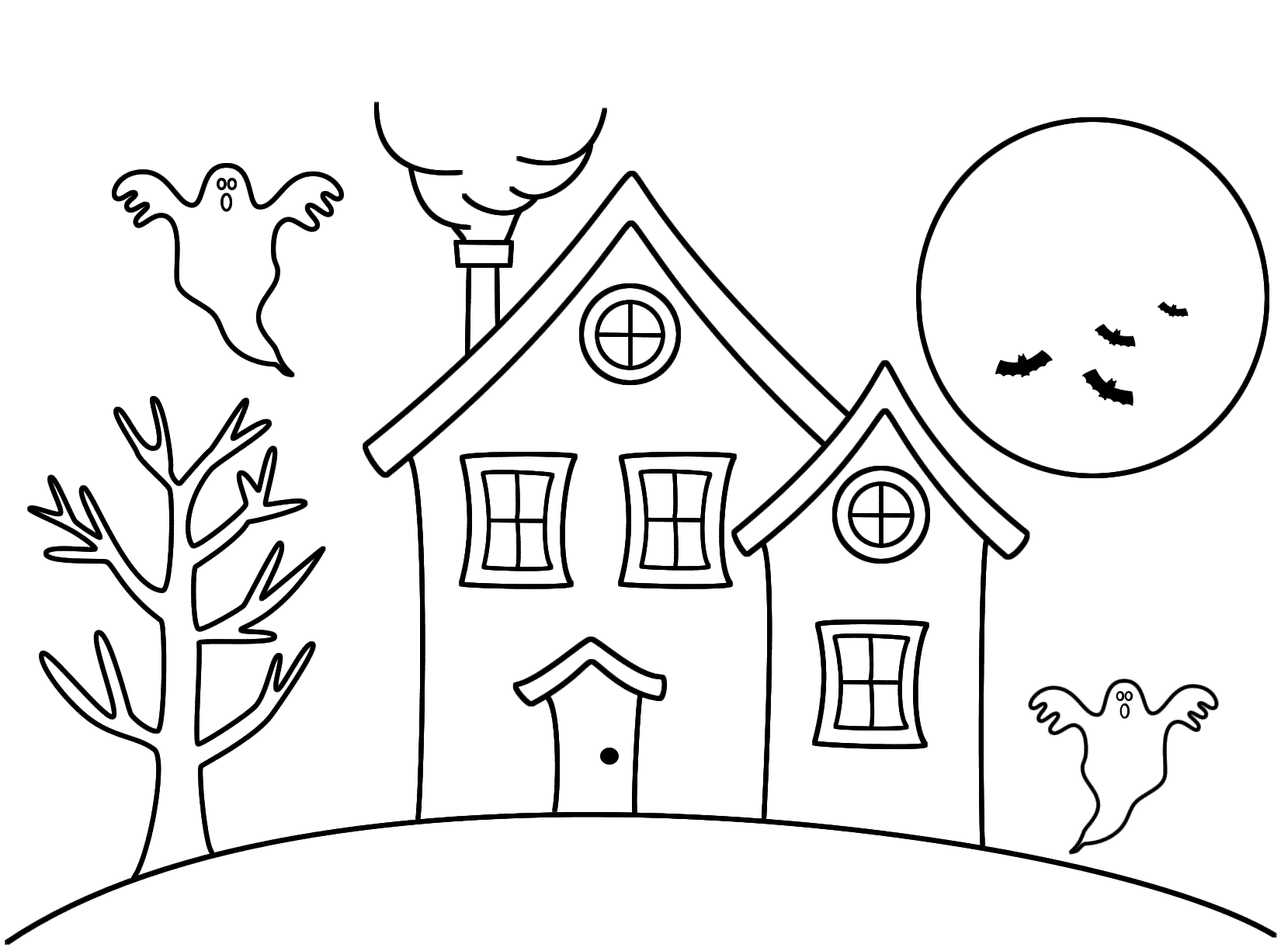 Cartoon Haunted House Coloring Page - Coloring Home
