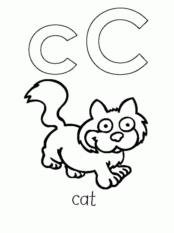 Cute Cat Start with Letter C Coloring Page - Free & Printable ...