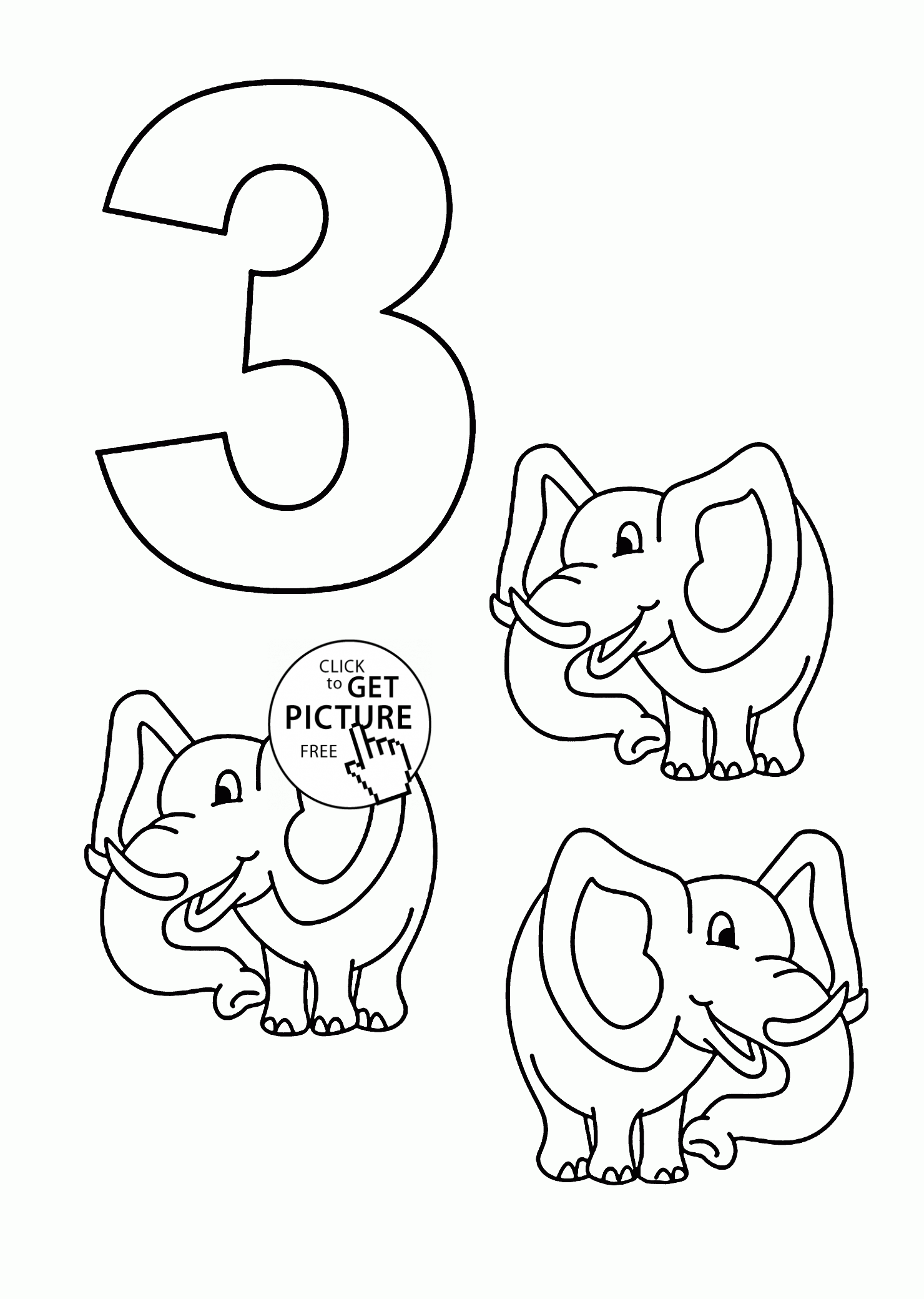 Number 3 coloring pages for kids, counting sheets printables free ...