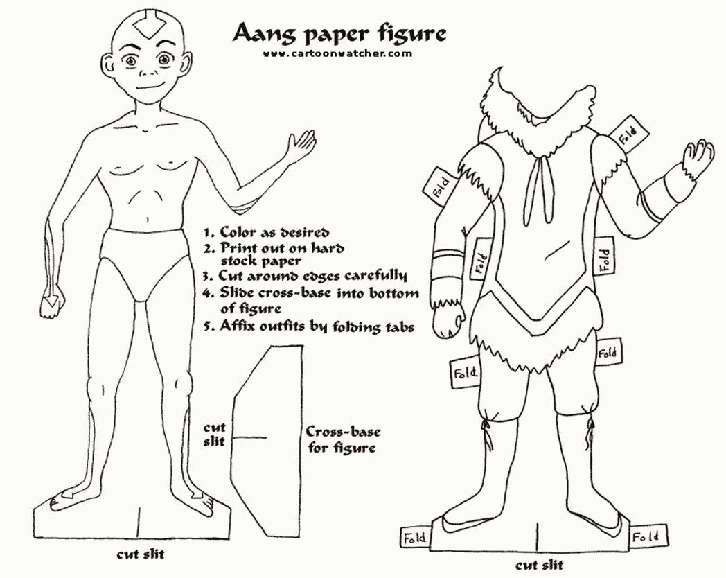 avatar-the-last-airbender-coloring-pages-aang-paper-figure-cut ...