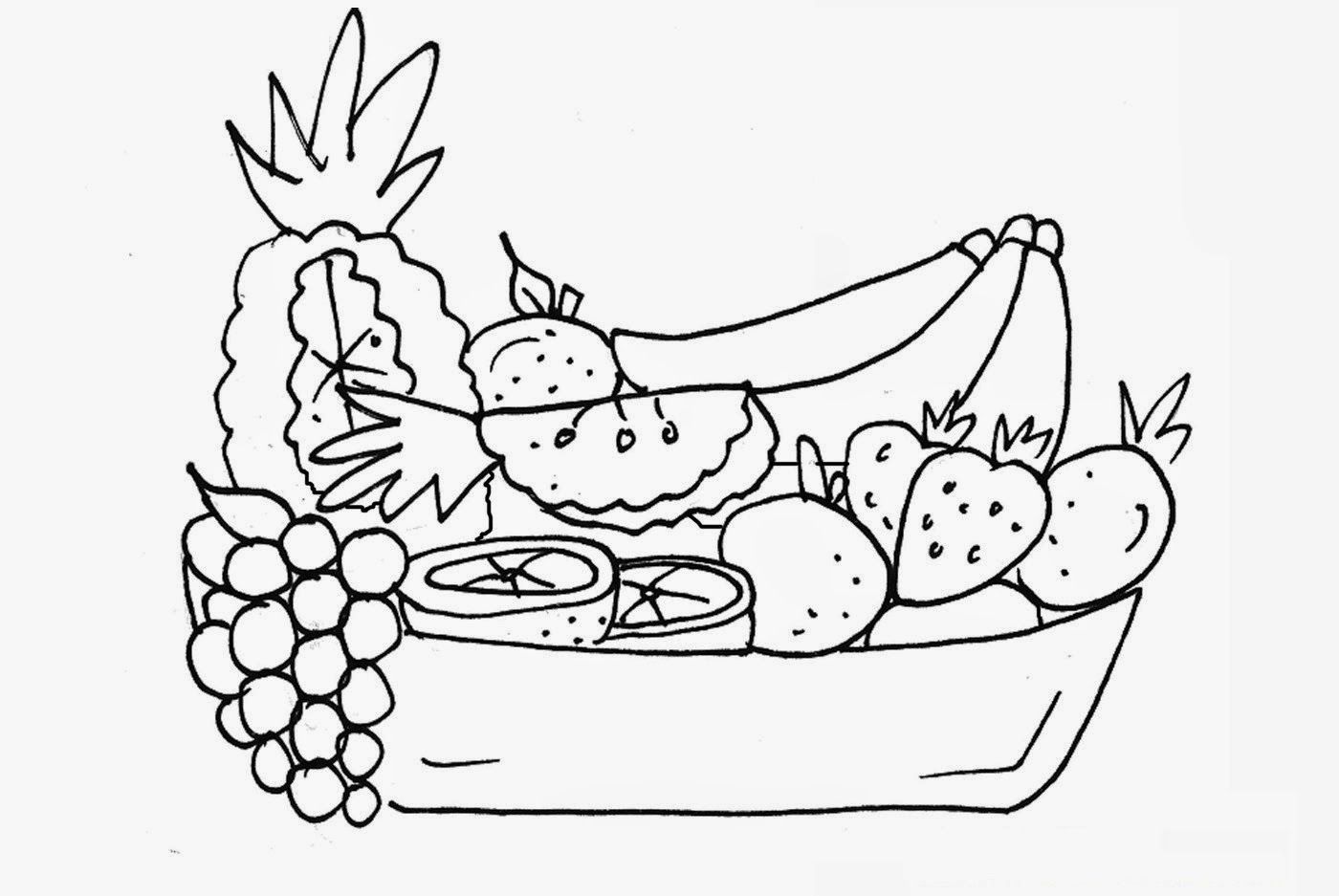 Kids Fruit Basket Drawing Sketch Coloring Page