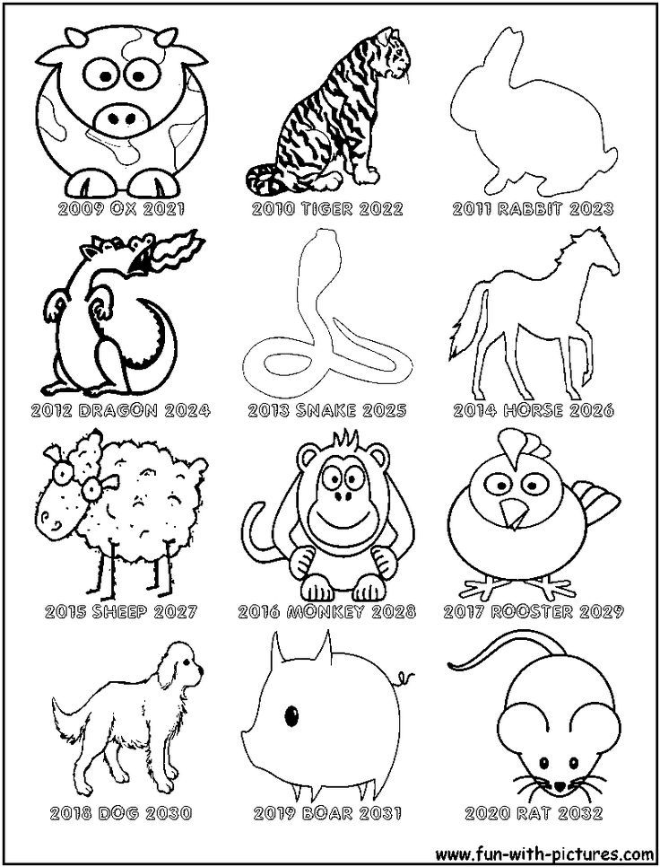 Chinese New Year Animals Coloring Pages - Coloring Home